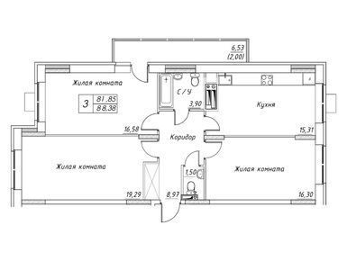 Планировки трехкомнатные в ЖК «Большевик» (Дмитров)