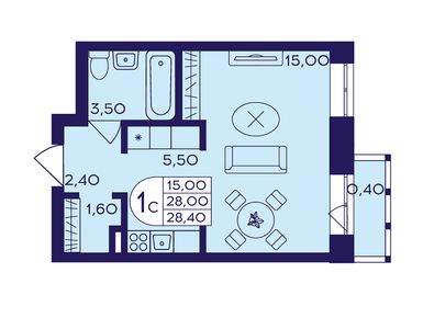 Студия 28.40 кв.м, ЖК «Героев», 6 354 216 руб.