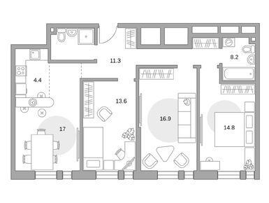 Планировки четырехкомнатные в ЖК MYPRIORITY Дубровка (Май Приорити Дубровка)