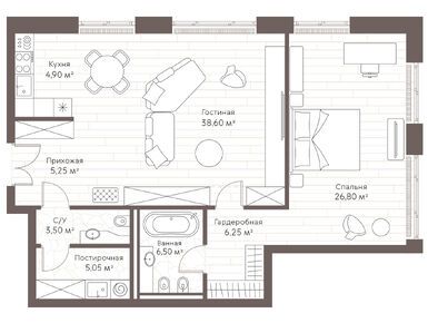 Планировки однокомнатные в ЖК CLOS 17 (Клоc 17)
