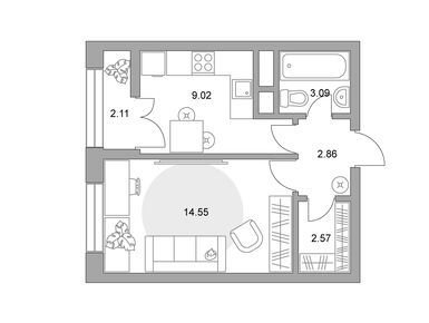 1-комнатная 34.20 кв.м, ЖК «Пехра», 6 856 409 руб.