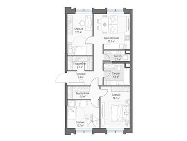 Планировки трехкомнатные в Дом «Достижение»