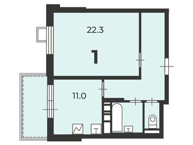 Планировки однокомнатные в Жилой дом «Краснодонская ул., д. 20, к. 1»