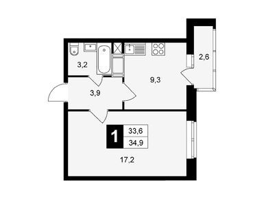 Планировки однокомнатные в ЖК «Красная горка» (Подольск)