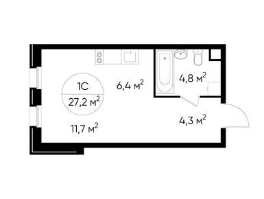 Планировки студии в Город-парк «Переделкино Ближнее»