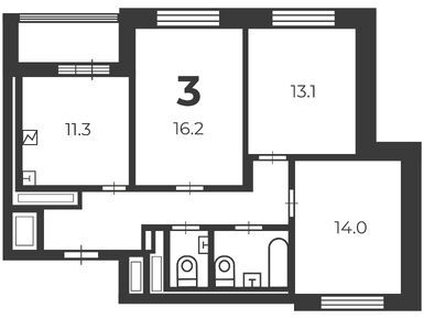 3-комнатная 72.00 кв.м, Жилой дом «Фрезер ш., д. 17», 29 064 766 руб.