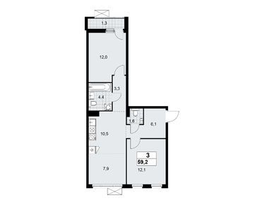 Планировки трехкомнатные в ЖК «Дзен-кварталы»