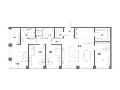 Планировки четырехкомнатные в ЖК «Северный Порт»