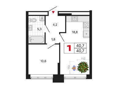 1-комнатная 40.70 кв.м, ЖК «Бестселлер», 20 706 166 руб.