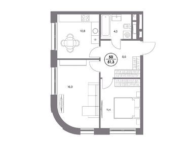 2-комнатная 51.30 кв.м, ЖК «Адмирал», 23 317 628 руб.