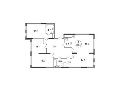 Планировки четырехкомнатные в Город-парк «Переделкино Ближнее»