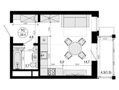 Студия 29.30 кв.м, ЖК «Союзный», 8 670 000 руб.