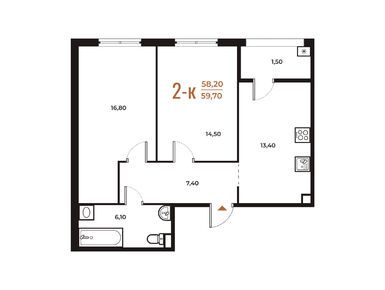 Планировки двухкомнатные в ЖК «Новое Летово»