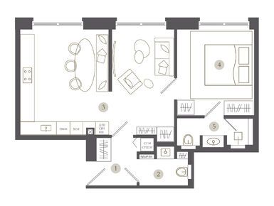Планировки однокомнатные в Клубный дом TURGENEV (Тургенев)