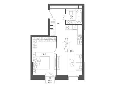 1-комнатная 41.80 кв.м, ЖК PAVE (Пэйв), 23 679 700 руб.