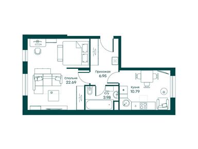 1-комнатные 44.50 кв.м, ЖК «Равновесие», 7 725 200 руб.