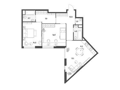 Планировки трехкомнатные в Жилой комплекс Voxhall (Воксхолл)