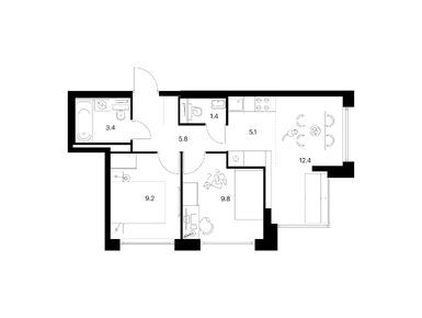 Планировки двухкомнатные в Бусиновский парк