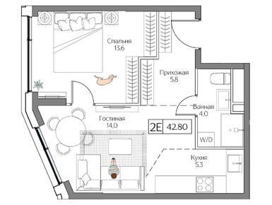 Планировки однокомнатные в ЖК Dream Riva (Дрим Рива)