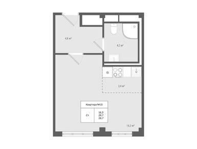 Студия 28.70 кв.м, ЖК «Яковлево», 7 084 308 руб.