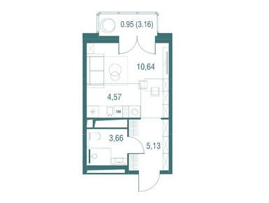 Студия 24.95 кв.м, ЖК «Одинбург», 7 740 000 руб.