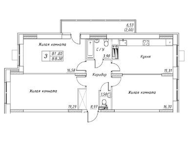 Планировки трехкомнатные в ЖК «Большевик» (Дмитров)