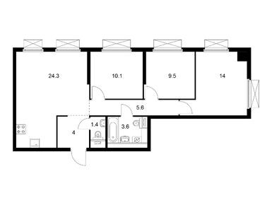 Планировки трехкомнатные в Кольская 8