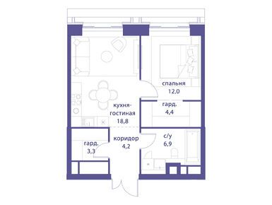 Планировки однокомнатные в ЖК «Татарская 35»