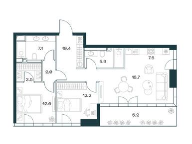 Планировки трехкомнатные в ЖК SHIFT (Шифт)