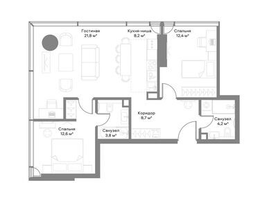 Планировки двухкомнатные в ЖК SLAVA (Слава)