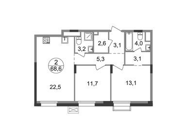 Планировки двухкомнатные в ЖК «Резиденции Сколково»