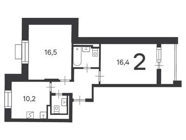 Планировки двухкомнатные в Жилой дом «Кедрова ул., д. 16, к. 3»