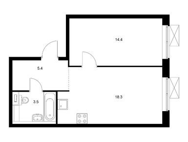 1-комнатная 41.60 кв.м, Кронштадтский 14, 23 449 920 руб.