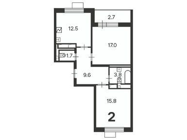 2-комнатная 60.40 кв.м, Жилой дом «Балаклавский пр-кт, д. 17», 32 021 170 руб.