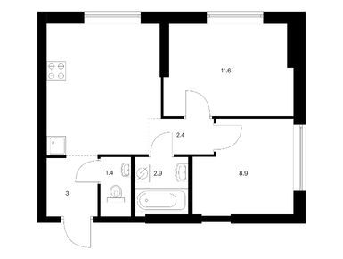 Планировки 2-к. апартаменты в Большая Академическая 85