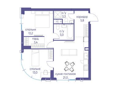 Планировки двухкомнатные в ЖК «Событие»