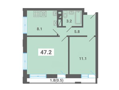 Планировки двухкомнатные в ЖК «Южная долина»