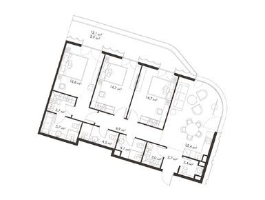 Планировки трехкомнатные в KING & SONS (Кинг энд Санс)