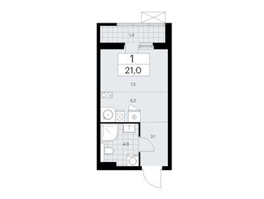 Студия 21.00 кв.м, ЖК «Бунинские кварталы», 9 286 410 руб.