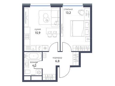 1-комнатная 40.10 кв.м, ЖК «Сиреневый парк», 18 102 859 руб.