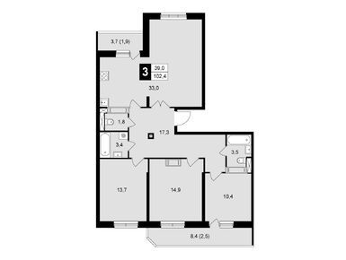 Планировки трехкомнатные в ЖК «Школьный» («Альянс»)