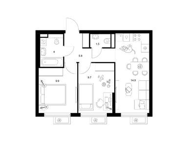 Планировки двухкомнатные в Белая Дача парк