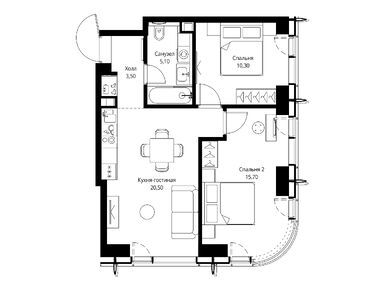 Планировки двухкомнатные в ЖК City Bay (Сити Бэй)