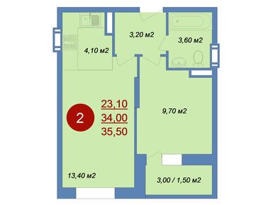 Планировки двухкомнатные в ЖК «Новые Островцы»
