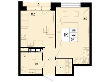 Планировки однокомнатные в ЖК «Новая Щербинка»