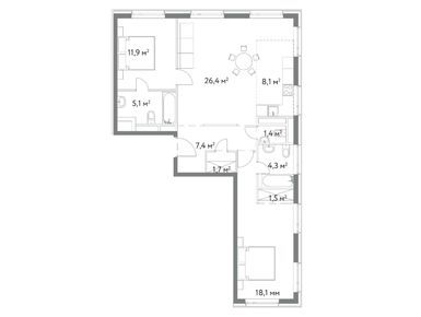 3-комнатная 85.70 кв.м, ЖК Dialog (Диалог), 55 948 541 руб.