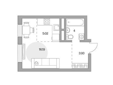 Студия 29.14 кв.м, ЖК «Живописный», 6 553 281 руб.