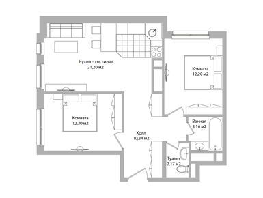 Планировки 3-к. апартаменты в Инвест-отель «Адрес»