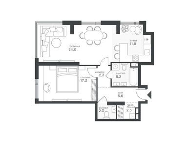 Планировки двухкомнатные в Клубный квартал «Крылатская 33»