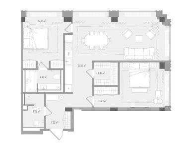 Планировки двухкомнатные в Клубный дом Forum (Форум)